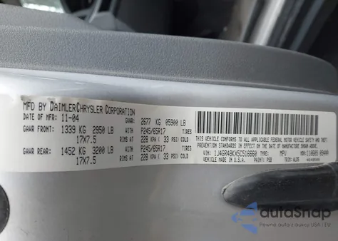 2005 Jeep Grand Cherokee Laredo из США, поврежденный, VIN 1J4GR48KX5C516660